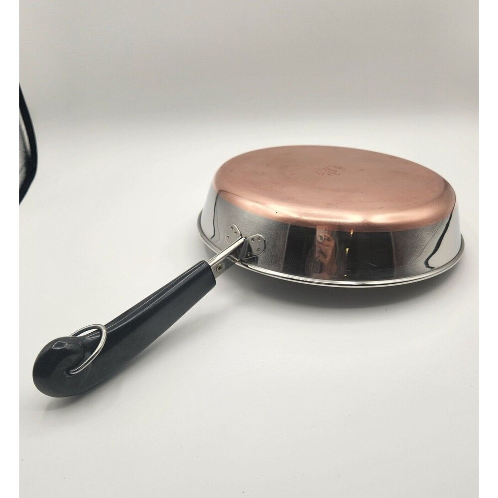 Revere Ware 1801 9 inch Skillet Frying Pan Copper Bottom Clinton ILL 95c - Picture 2 of 16
